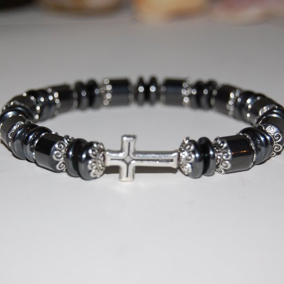 Cross Bracelet,Rosary Bracelet,Magnetic Bracelet,Cross Rosary Bracelet,Magnetic - Picture 2 of 3